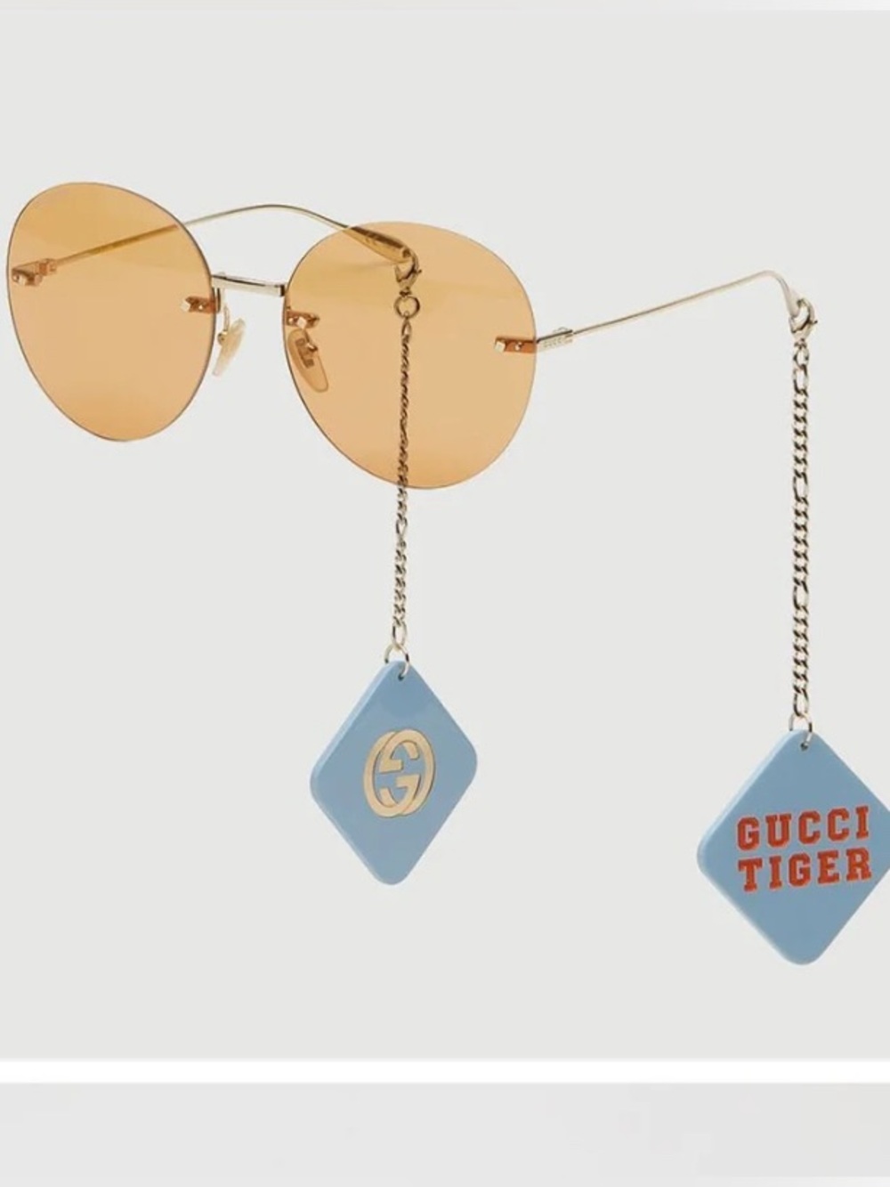 GUCCI GG1149S Round Polarized Sunglasses with "GG & Gucci Tiger" Charms and Case